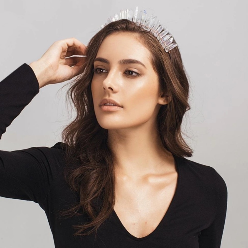 Clear Raw Healing Quartz Headband Tiara - Picture 1 of 16